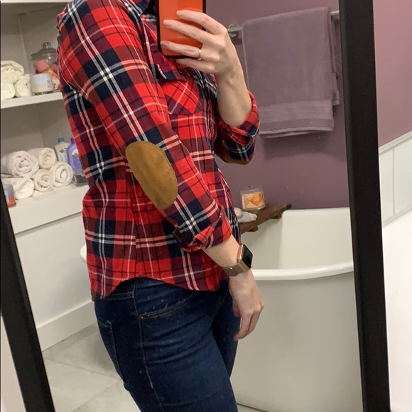 Plaid shirt with patch elbows - Picture 3 of 7